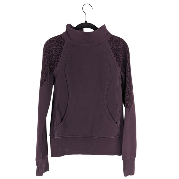 Lululemon Purple Velvet Floral Flock Pullover Sweatshirt in Black Cherry Size 4 - Picture 2 of 8